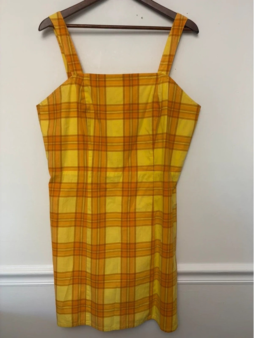 Vintage Y2K Arizona Jean Co XL Yellow Orange Plaid Sundress